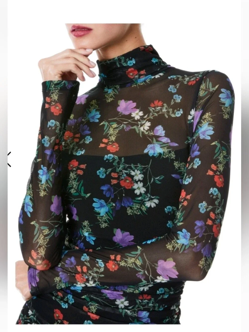 ALICE + OLIVIA DELORA TURTLENECK LONG SLEEVE MIDI DRESS. Size 0 NWT $495